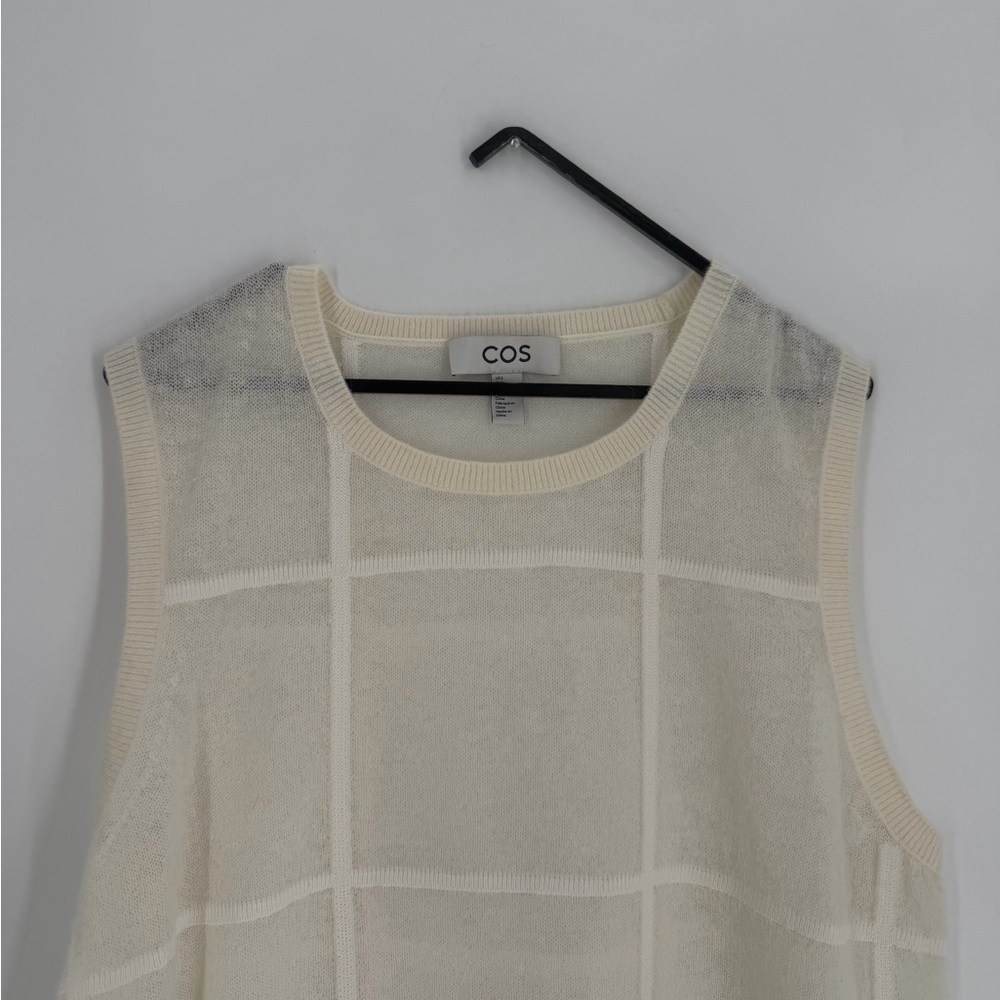 Cos Windowpane Check Knitted Alpaca Wool Blend Tank